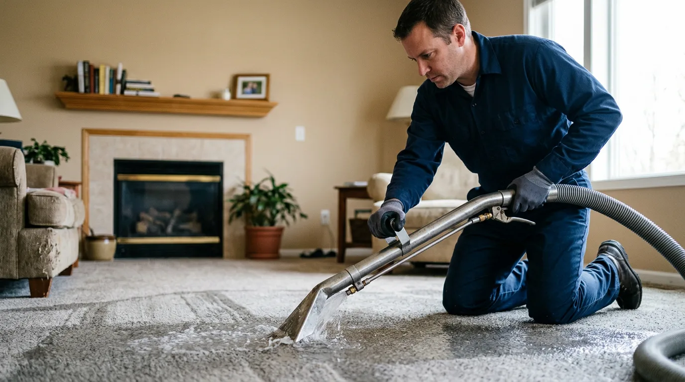 Water damage restoration technician working near Quincy, OH